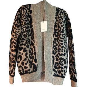 NWT IRO Beautiful Leopard Patterned Cardigan in Black and Gray Size M